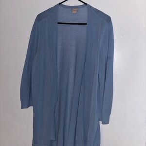 Chico's Cardigan Sweater Sz 3 Womens XL Smokey Blue Duster Longline Lightweight